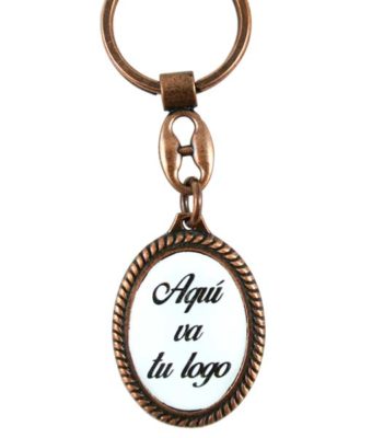 Llavero pequeño ovalado de metal con imagen personalizable a color de 4cm