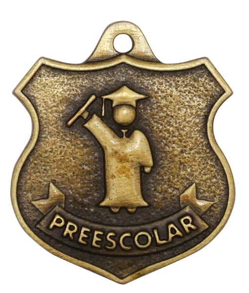 Medalla para niños de Preescolar con logo de tu escuela - Aurum