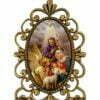 portaretrato decorativo de metal con imagen Sagrada Familia