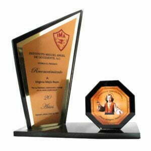 reconocimiento premio de cristal dos piezas con base de elaboración personalizada