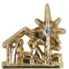 Pin artesanal de nacimiento de navidad dorado con estrella de Belén