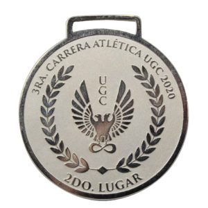 moneda personalizada plateada de laton con logo