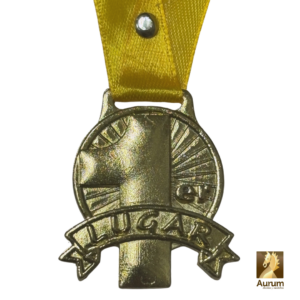 Medalla de Primer Lugar en forma de silueta en latón brillante