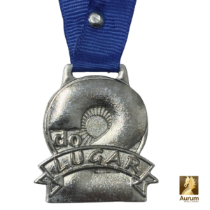 Medalla de Segundo Lugar en forma de silueta en níquel brillante