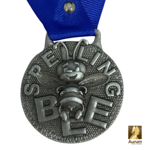Medalla de Spelling Bee en plata antigua de 5.0 cm de diámetro