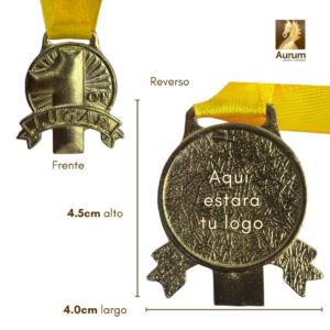 Reverso de medalla de Primer Lugar en forma de silueta en latón brillante