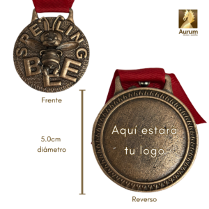 Medalla Spelling Bee en terminado cobre antiguo de 5cm de diámetro