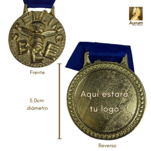 Medalla Spelling Bee en terminado de latón brillante de 5cm de diámetro