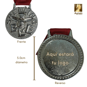 Medalla Spelling Bee en terminado de níquel brillante de 5cm de diámetro