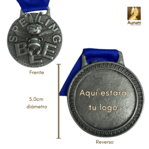 Medalla Spelling Bee en terminado plata antigua de 5cm de diámetro