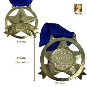 Medalla de Triunfo estilo latón brillante para premiaciones con logo personalizable al reverso