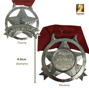 Medalla de Triunfo estilo níquel brillante para premiaciones con logo personalizable al reverso