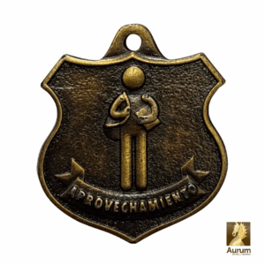 medalla de premiación de aprovechamiento en estilo oro antiguo con foto personalizable al reverso