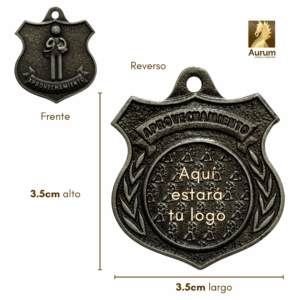 medalla de premiación de aprovechamiento en estilo plata antigua con foto personalizable al reverso para escuelas