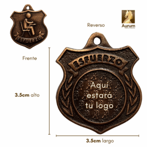 Medalla de Esfuerzo elaborada de metal en estilo cobre antiguo con imagen personalizable
