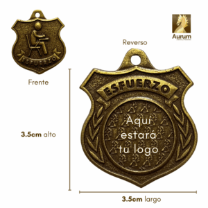 Medalla de Esfuerzo elaborada de metal en estilo oro antiguo con imagen personalizable
